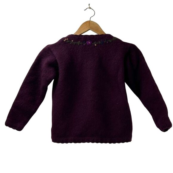 Vintage Pendleton Girls M 100% Wool Cardigan Sweater Embroidered Floral - Picture 2 of 16
